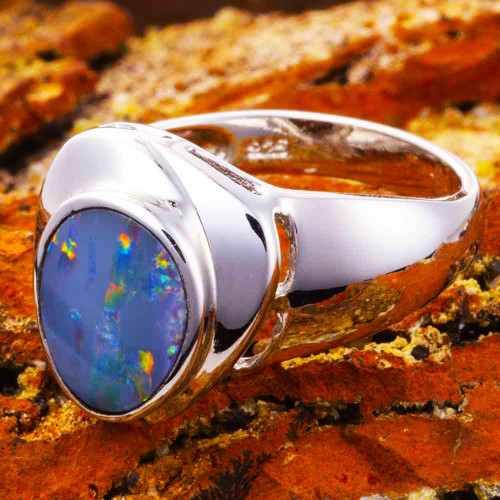 NEBULA MORNING STERLING SILVER AUSTRALIAN OPAL RING NEBULA MORNING STERLING SILVER AUSTRALIAN OPAL RING